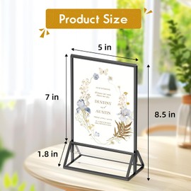 foltsyga 5x7 Picture Frame Acrylic Sign Holder,Wedding Signs Table Numbers Menu Holders，5 x 7 Photo Frame Pack of 6 - Black