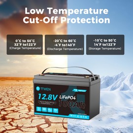 TTWEN 12V 100Ah LiFePO4 Battery, Group 31 Lithium Battery for Golf Cart, 6000+ Deep Cycle Lithium Rechargeable Battery, Low-Temperature Protection, Great for Winter Power Shortage, RVs, Marine