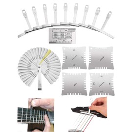 Wzenclave15 guitar player tools, including 1 guitar Ruler, 4 Radian Rulers, 9 substring Radius Gauges, and 1 Feeler Gauge, for guitar and bass setup