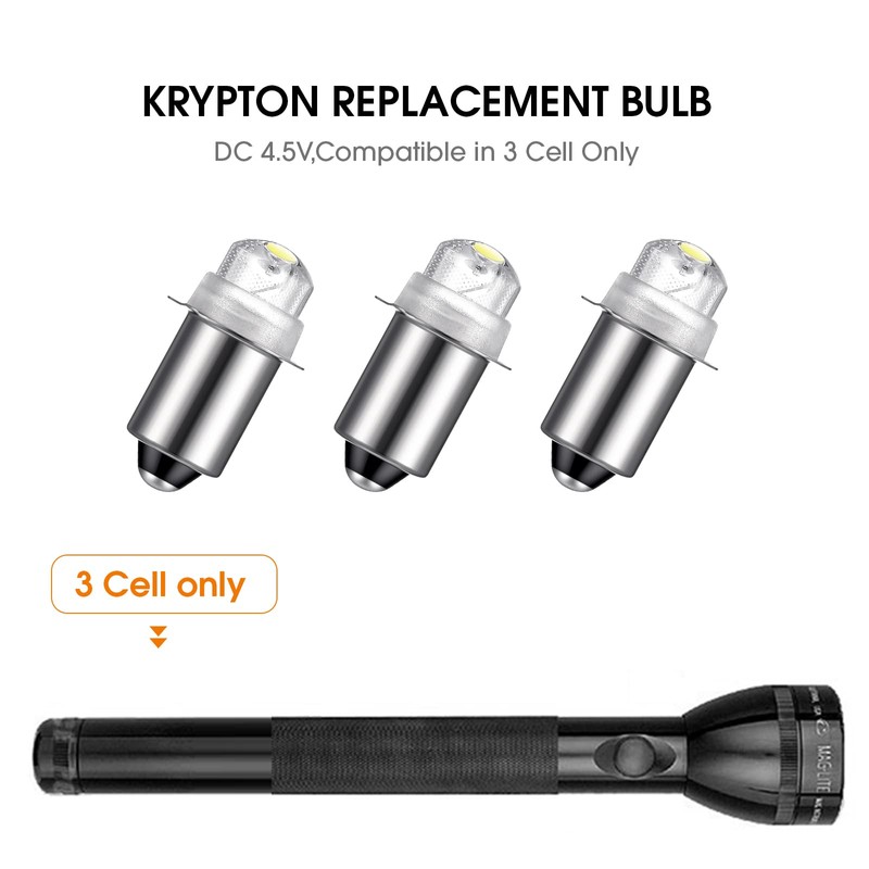 Honoson 3 Pieces Flashlight Bulb 55-Lumen 4.5 Volt LED Krypton