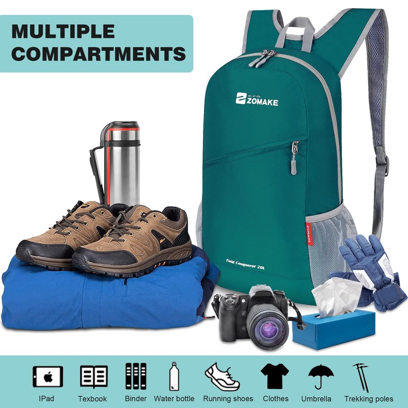 ZOMAKE Foldable Backpack 20L Lightweight Folding Backpacks, Water Resistant Small