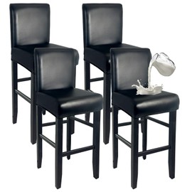 WENZMOC PU Leather Bar Stool Covers with Backs 100% Waterproof Bar Stools Covers Set of 4, Removable Stretch Barstool Slipcovers for Pub Cafe Dining Room (Black)