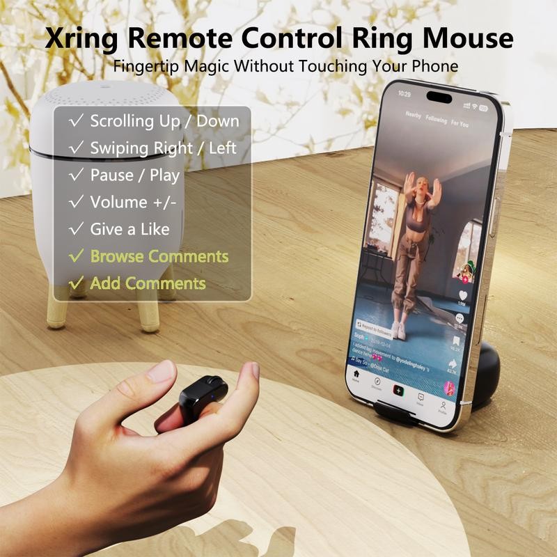Bluetooth+2.4G Remote Control Scrolling Finger Ring Air Mouse with Touchpad