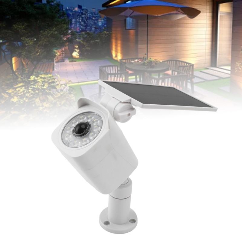 Solar Powered Fake Security Camera with Light IP65 Waterproof Simulated