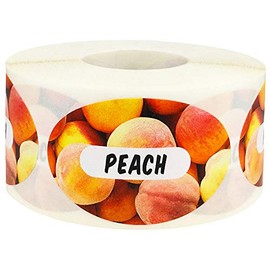 Peach Grocery Store Food Labels 1.25 x 2 Inch Oval Shape 500 Total Adhesive Stickers