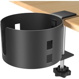 Large Desk Cup Holder, YYP Anti-Spill Cup Holder for Desk or Table, Sturdy and Durable, Easy to Install, Enough to Hold Coffee Cups, Water Bottles, Pencil Pen Holder,Black