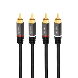 LogiLink CA1202 Stereo RCA (RCA) Audio Cable, 2 x 2 RCA Plugs with Gold-Plated Contacts for High Quality Sound, 1 m