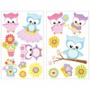 15 Piece Cute Owls Wall Sticker Set for Children's Bedroom