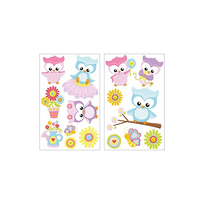 15 Piece Cute Owls Wall Sticker Set for Children's Bedroom