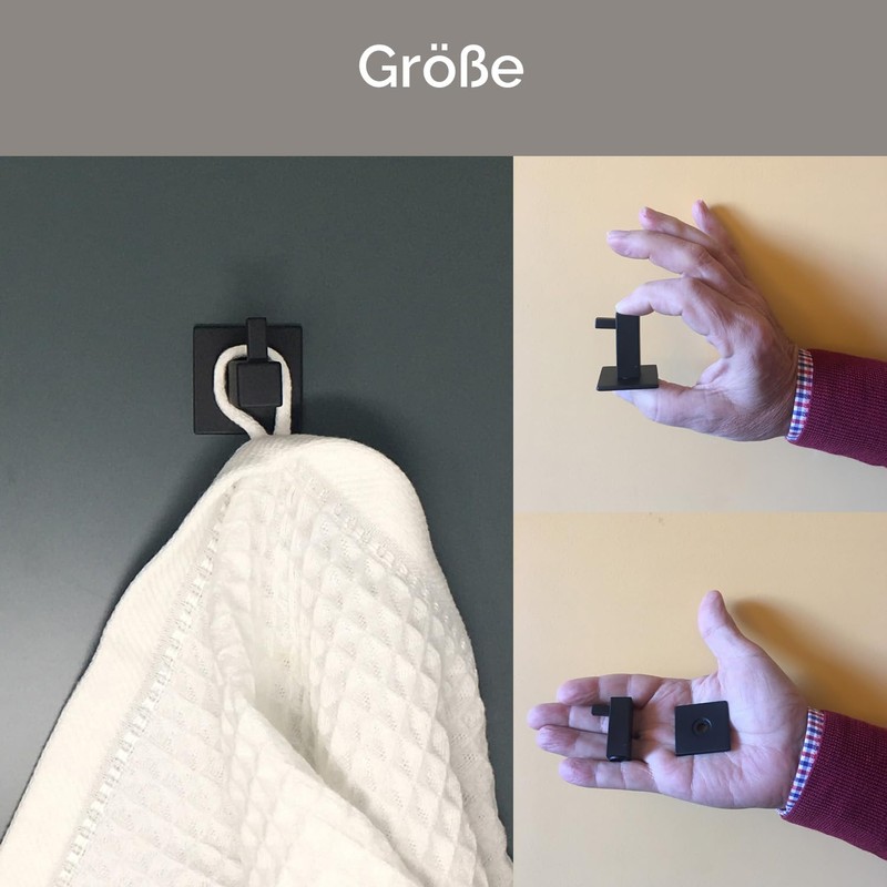 Kon-fort Home Towel Hooks Black Square Bathroom and Kitchen Set