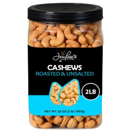 Cashews Roasted Unsalted (32 oz / 2 lbs) | Healthy Protein Snack, Natural Healthy Diet Friendly Snacks, Gift Giving | Whole Cashew | Certified Kosher - Vegan & Keto Friendly Superfood | Jaybee's Nuts