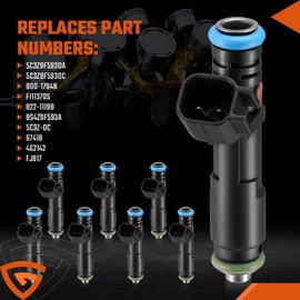 FJ817 5.4L Fuel Injector 8Pcs Set 2 Holes, Fit for Ford F150 F250 F350 Super Duty 2005-2007; Expedition 2005-2006 | Fit for Lincoln Navigator 2005-2007; Mark L 2006-2007, Replace# 5C3Z-DC 8S4Z9F593A