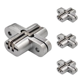 Miayaya 4 Pack Hidden Hinges for Doors Invisibl Hinge 0.5 Inch Zinc Alloy 180 Degree Cross Hinge for Folding Door Wooden Door Cabinet Door