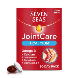 Seven Seas JointCare + Collagen, with Omega-3, Glucosamine, Chondroitin, Vitamins C, D & K, Manganese and Zinc, Food Supplements, 30-Day Pack