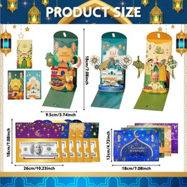 Eid Money Envelopes Gifts, Eid Mubarak Money Card Wallets for Cash Gifts, Ramadan Greeting Cards Envelope for Muslim Party Celebrations Decorations