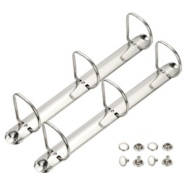 PATIKIL A4 3 Hole Ring Binder Mechanisms, 2 Set 1.97" D Ring Replacement Binder Planner Loose Leaf Binding Spines for Organizers DIY Fill Paper Storage Folder Accessories, 26mm Silver Tone