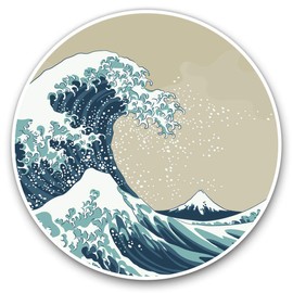 Vinyl Stickers (Set of 2) 7.5cm - Vintage Great Wave Japan Art #2115