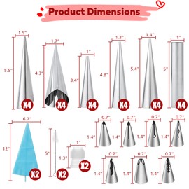 Ooyhoo Set of 37 Cannoli Tubes Molds, 24 Assorted Shapes Baking Kit, Stainless Steel Cones and Tubes for Cream Horn, Pastry, and Croissant