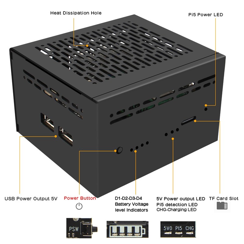 Geekworm X1202-C1 Metal Case for Raspberry Pi 5 & X1202