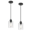 KLSS Modern Black Farmhouse Clear Glass Cylinder Pendant Light Fixture,Island