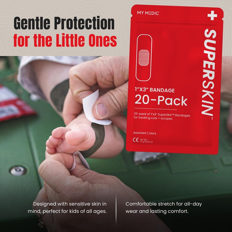 My Medic SuperSkin Bandages, 20-Pack Adhesive Bandages with Soothing Aloe,
