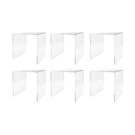 Marketing Holders 6 Pack Clear Acrylic Riser Display Stand 6” Reusable Square Platform Fixture POP Display for Retail Stores and Boutiques Clear Plexiglass Counter or Tabletop One Piece Podium