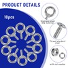 10 Pack M4 Eyebolt with Nut, M4 Screw Eye Bolts