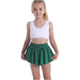 Butterfly Flowy Shorts Skirts for Girls Tennis Cheer Stuff Athletic Preppy Running Sports Skirt for Teen Girls（Forest Green,XL）