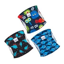 CuteBone DM07L-DE Male Washable Dog Nappies Belly Bands, Pack of 3, Reusable Dog Belly Band for Males, Highly Absorbent Dog Wrap with Flexible Velcro Fastening