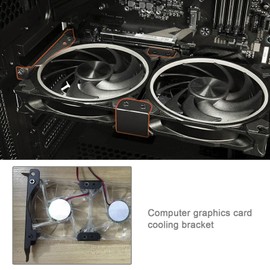EMSea PCI Slot Mount Dual Fan GPU Mount for Mounting One/Two 120mm Computer Case Fan Computer Radiator Mount Black Metal