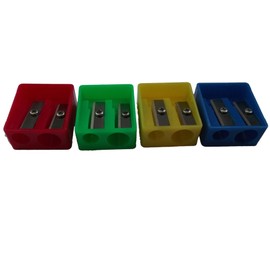 Pack of 8 Green Double Hole Plastic Pencil Sharpeners. Fits 2 Pencil Sizes. for School, Office, Art, etc