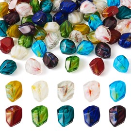 Sparkeads 60 Pcs Irregular Glass Beads Lampwork Nugget Bead Crystal Stone 12 mm Beads with Gold Sand for Jewelry Bracelet Women DIY Earring Necklace Craft Accessory