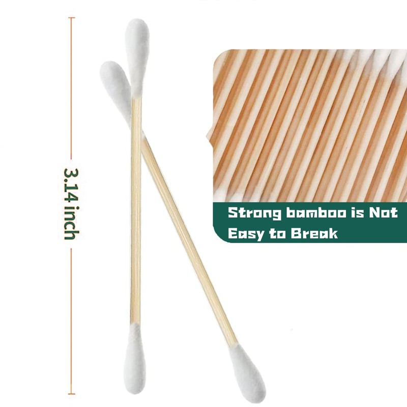 1000pcs Bamboo Cotton Swabs Double Round Cotton Buds with Wooden(5