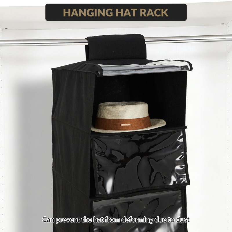 Garvee 2-Pack Hat Racks with Dust Cover, 6 Shelf Hanging