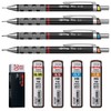 rOtring Tikky Retractable Pencil Set, 4-teiliges Set, Black, 1