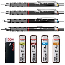 rOtring Tikky Retractable Pencil Set, 4-teiliges Set, Black, 1