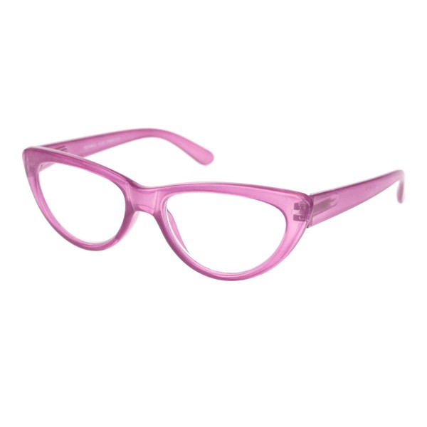 Womens Reading Glasses Magnified Strength Clear Lens Purple Cateye Frame +1.25