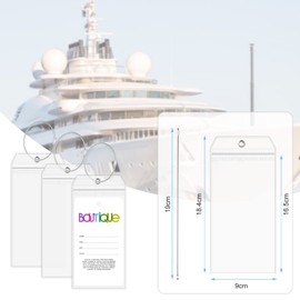 Vicloon Luggage Tag Set of 12 Transparent Cruise Luggage Tags with Clip Closure and Screwable Metal Strap for Cruise Lines