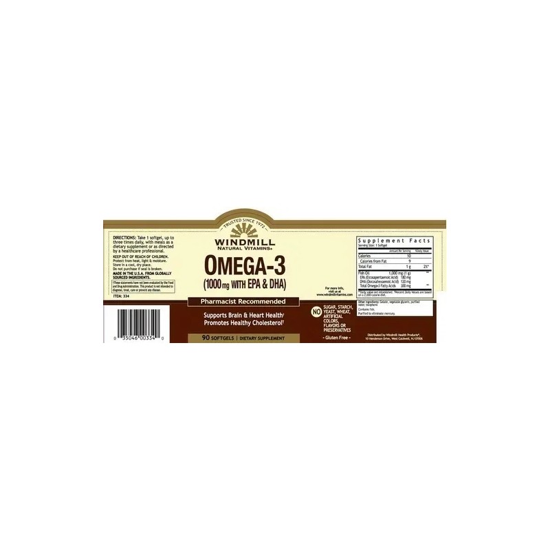 Omega 3 1000mg Con Epa Dha Windmill 90 Softgels Omega