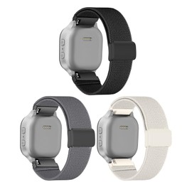 MAKCPOIMER Kid's Nylon Solo Loop Watch Band Compatible with Gabb Watch/ Gizmo Watch/ SyncUP Watch & Cosmo Jr. Track, 20mm Stretchy Strap with Magnetic Buckle, Adjustable Elastic Replacement for Small