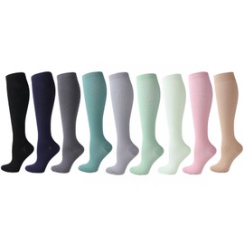 (2 Pairs)Compression Socks for Men and Women Flight Socks Compression Stockings Running Socks for Running,Shin Splints,Flight Travel-Boost Stamina, Circulation and Recovery (L-XL,Light Gray)