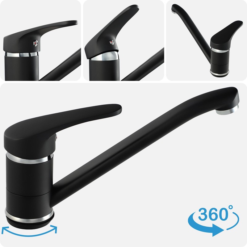 gospo Kitchen Faucet Black Faucet Single Lever Mixer Tap for