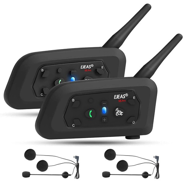 EJEAS EJEAS V6 Pro Motorcycle Bluetooth Headset, Upgraded 2 Riders
