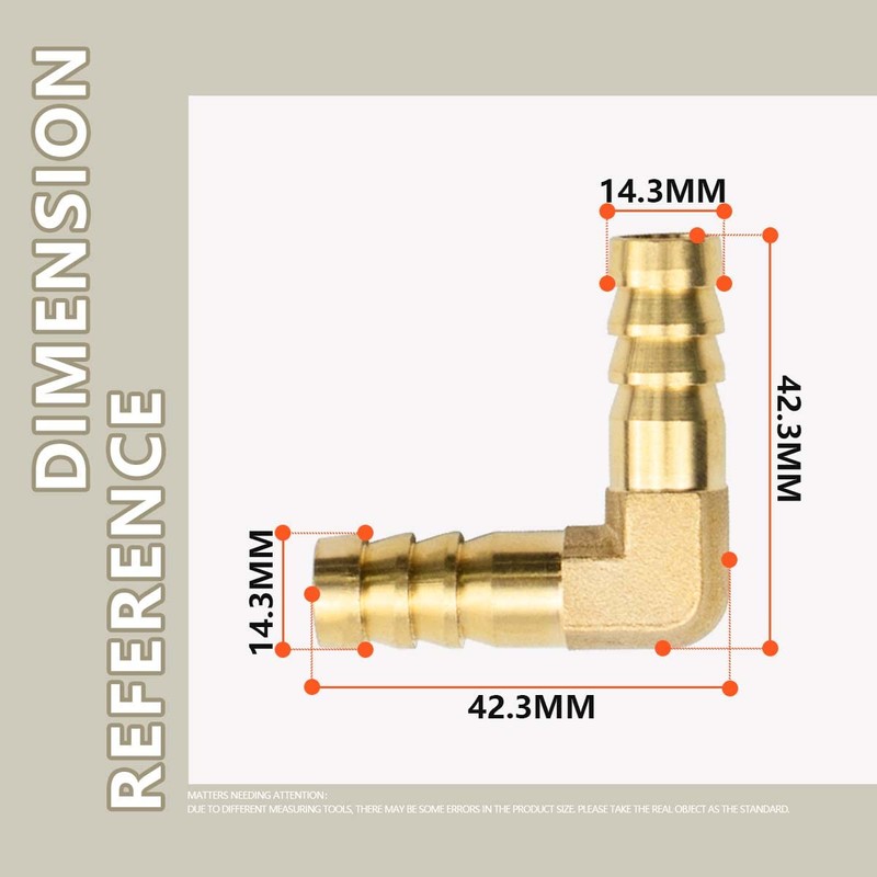 Bwintech 6 Pcs 14mm Brass 2 Way L Shape Elbow
