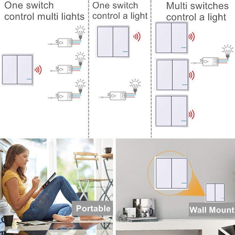SuperInk 2-Gang Wireless Light Switch with Receiver Kit Outdoor 1900