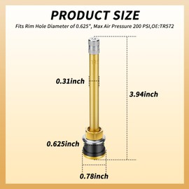 10Pcs TR572 Truck Valve Stems, Length 3.94'' Straight Brass Clamp in Tubeless Truck Tire Valve Stems for Approx 0.625inch Diameter Valve Rim Holes
