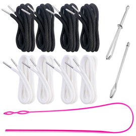8 Pieces Drawstring Cords Replacement Drawstrings with Three Easy Threaders for Sweatpants Shorts Pants Jackets Coats (8 Pieces)
