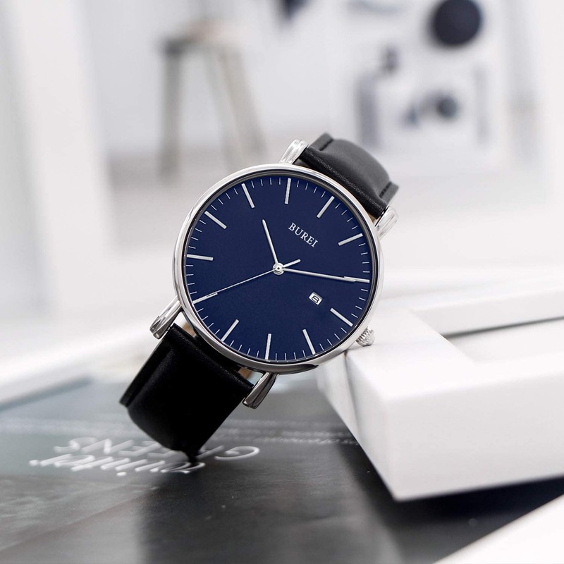 BUREI Classic Men Wrist Watch Ultra Thin Case Minimalist Analogue