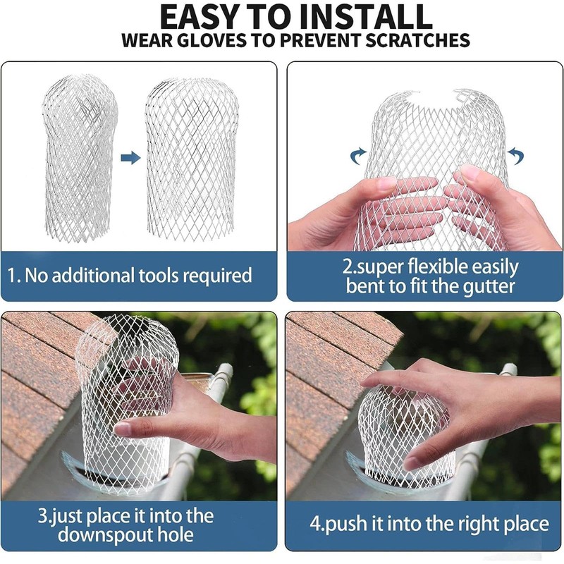 Aczyqws 4 Pcs Gutter Guards Aluminum Gutter Downspout Guard, Expandable