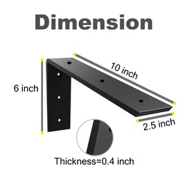 Countertop Support Bracket 1 Pack Heavy Duty Countertop Hidden Bracket 10" x 6" x 2 1/2" L Bracket Metal Corbels for Quartz/Granite/Wood/Concret/ Laminate Countertops